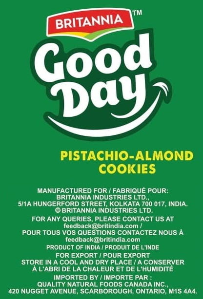 Britannia Good Day Pistachio Almond Cookies | Each Nutty & Crunchy Tea-Time Snack Perfect for Breakfast or Anytime Treat (231g)