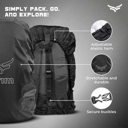 Xtrim 100% Rain & Dust Proof Protector for Standard Back Pack (Upto 40 L), Rain Cover for Bags with Storage Pouch, Seasonal Rain Cover for School Bags, Specially for Trekking & Camping (Black)