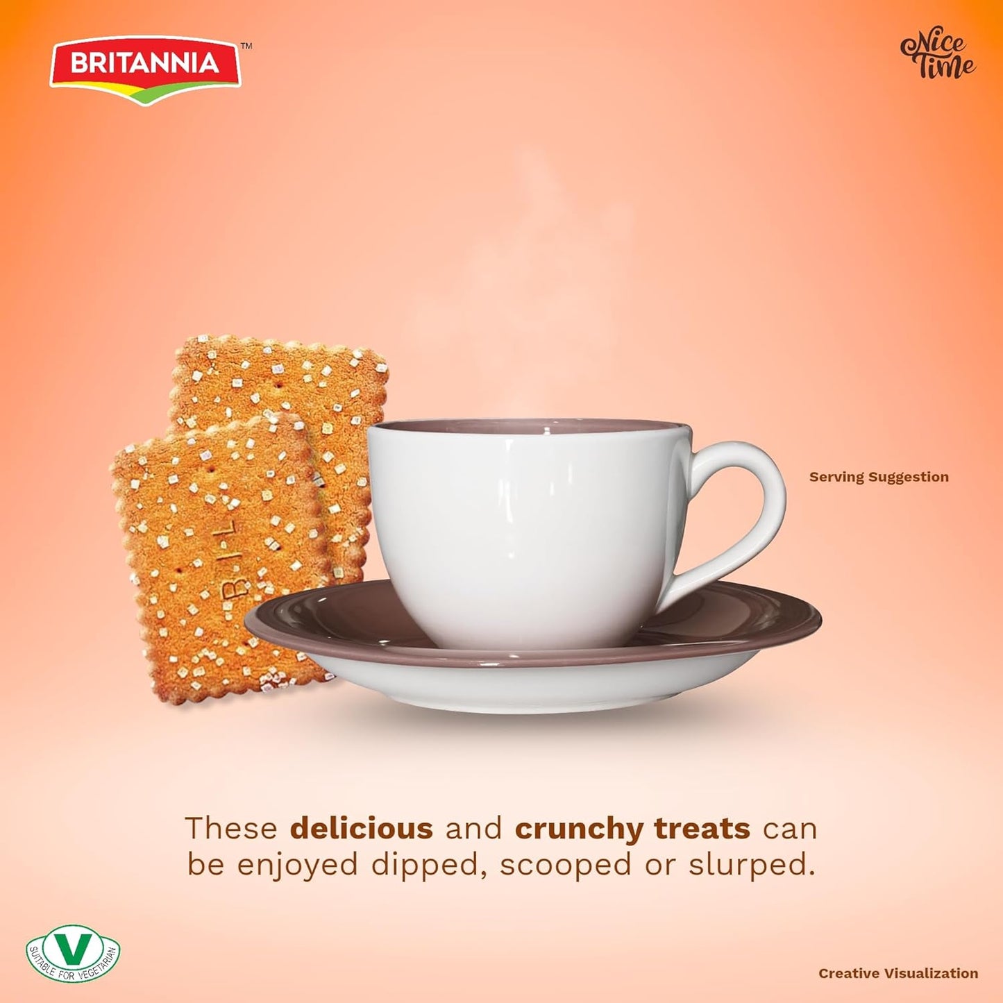 Britannia Nice Time 16.9oz (480g) | Delicious Coconut Biscuit Crunchy - Kids Favorite Breakfast & Tea Time Snacks (Pack of 1)