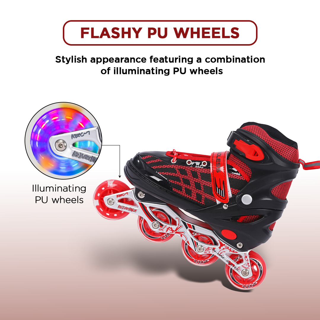 Endless EL1025 Inline Adjustable Skates | Aluminium Chassis and 70 mm PU Wheels | Front Wheel Flash, ABEC 7 Bearings | In-Outdoor