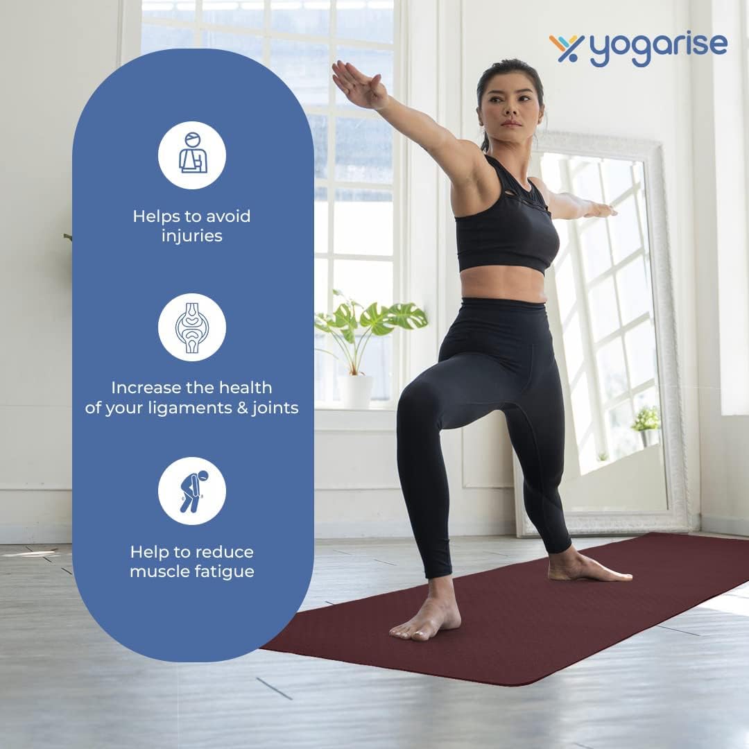 Yogarise Anti-Skid Yoga Mat with Carry Bag & Strap For Home Gym & Outdoor Workout, Water-Resistant, Soft, Easy to Fold