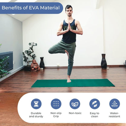 Yogarise Anti-Skid Yoga Mat with Carry Bag & Strap For Home Gym & Outdoor Workout, Water-Resistant, Soft, Easy to Fold