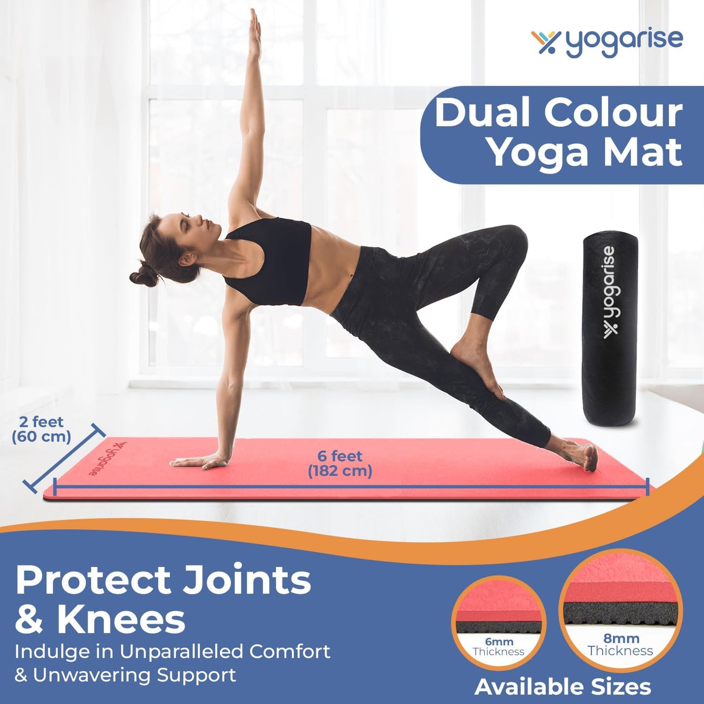 Yogarise TPE Yoga Mat bi color 8 mm RED+BLACK