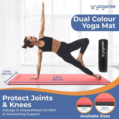 Yogarise TPE Yoga Mat bi color 8 mm RED+BLACK