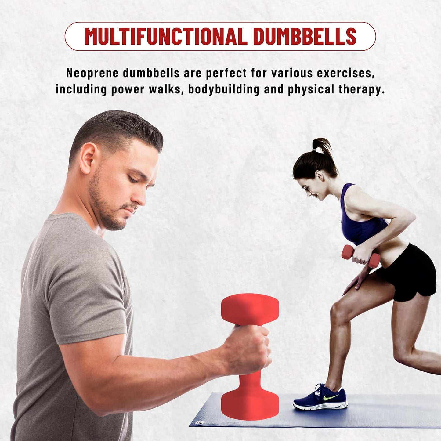 Endless Neoprene Coated Fixed Dumbbell for Gym Exercises | Material: Iron with Vinyl Coat | Weights for Women and Men | Colour: Multicoloured
