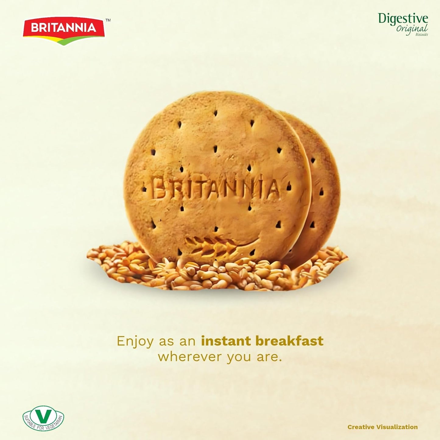 Britannia Digestive High-Fiber Biscuits | Healthy Whole Wheat Cookies No Added Sugar Crisp Tea Time Snack (400g)