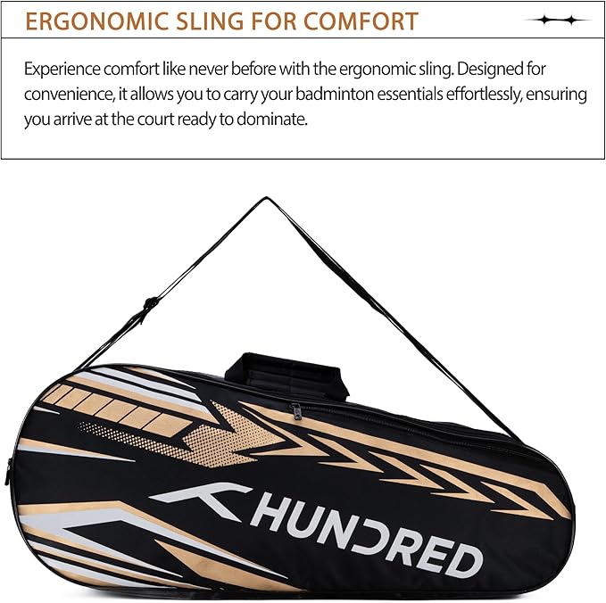 Hundred Urban Pod Badminton Kit Bag Polyester (Black/Gold)