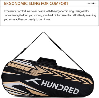 Hundred Urban Pod Badminton Kit Bag Polyester (Black/Gold)