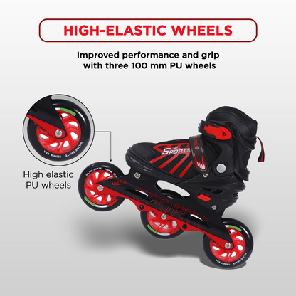 Endless EL1031 Inline Adjustable Skates for 3 to 6 Years | Aluminium Chassis and 100 mm PU Three Wheels | With ABEC 9 Bearings | Indoor and Outdoor