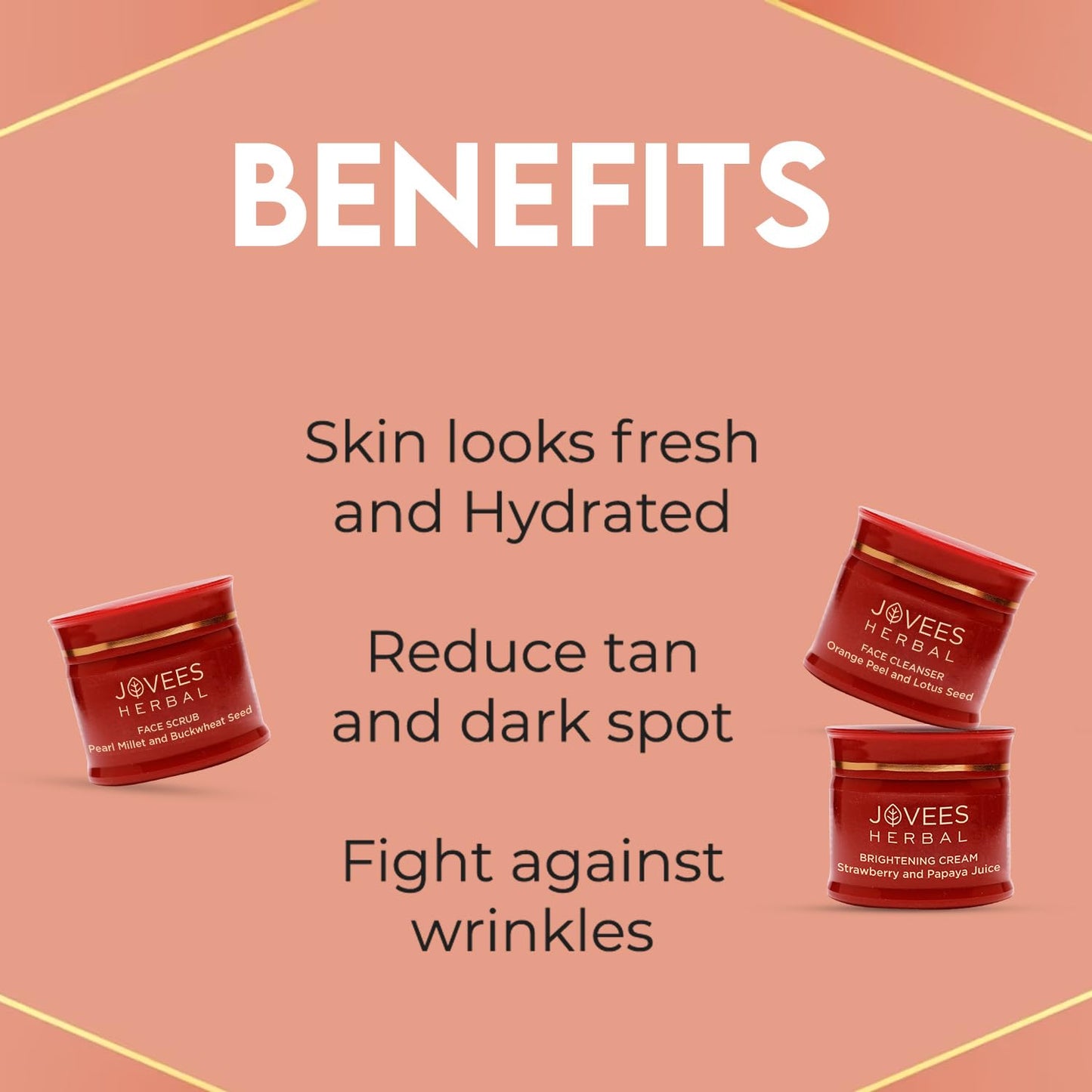 Jovees Bridal Kit (265gm) with 5 Essentials - Brightening Face Cleanser, Brightening Face Scrub, Brightening Face Massage Cream, Bridal Brightening Face Masque, Brightening Face Cream | Improves Skin