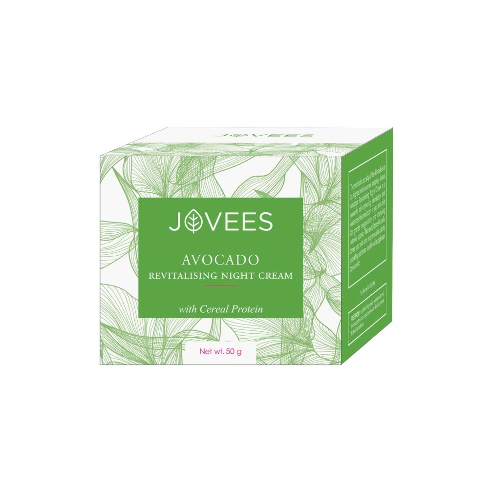 Jovees Night Cream with Avocado for Younger and Glowing (50gm) With Cereal Protein | Revitalising | Refreshes | Relax | Jojoba & Almond Oil | All Skin Types