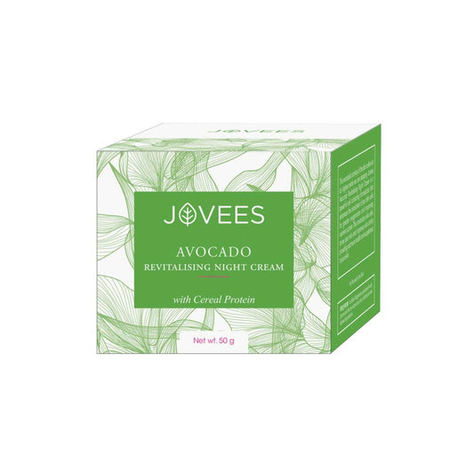 Jovees Night Cream with Avocado for Younger and Glowing (50gm) With Cereal Protein | Revitalising | Refreshes | Relax | Jojoba & Almond Oil | All Skin Types