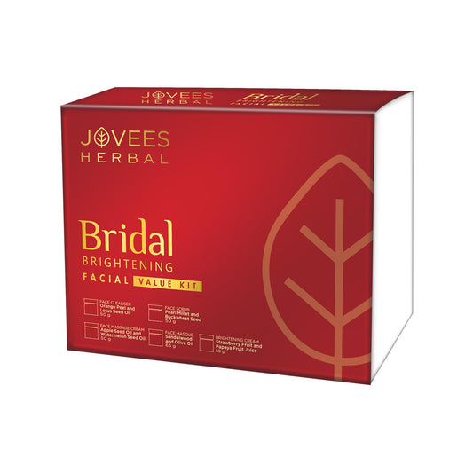 Jovees Bridal Kit (265gm) with 5 Essentials - Brightening Face Cleanser, Brightening Face Scrub, Brightening Face Massage Cream, Bridal Brightening Face Masque, Brightening Face Cream | Improves Skin
