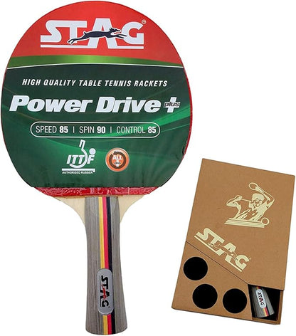 Stag Power Drive Plus Table Tennis Racquet(Multi- Colour, 174 Grams, Intermediate)