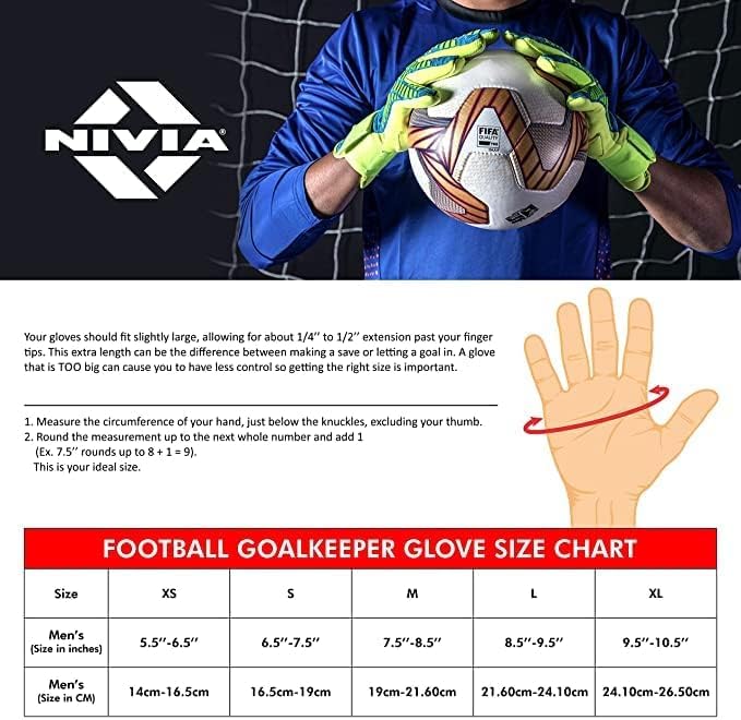 Nivia Air Strike Goalkeeper/Hand Gloves with Grip | for Men & Women | for Football, Soccer goalkeeping