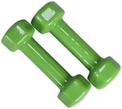 Nivia Vinyl Dumbbells of 2Kg (4.4LB) Includes 2 Dumbbells of 1Kg (2.2LB) | Green | Material : Vinyl Coat on Iron | For Men and Women to do Strength & Fitness Training