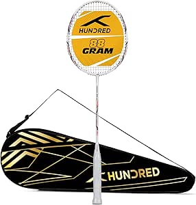 HUNDRED Powertek 2000 PRO Badminton Racquet with Full Cover | Strung | Material: Graphite | For Intermediate Players