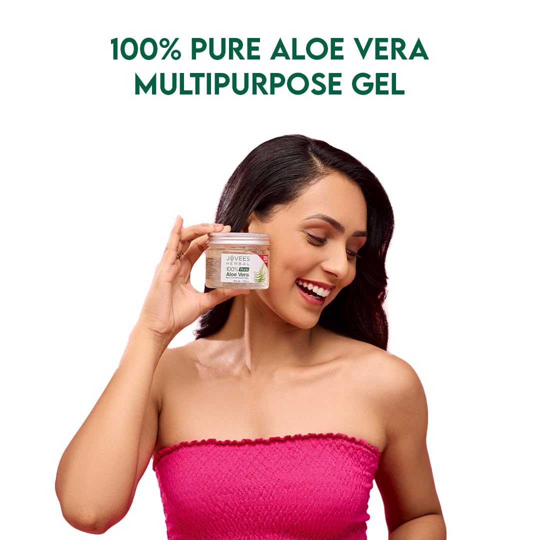 Jovees 100% Pure Aloe Vera Multipurpose Gel (200gm) For Face , Skin & Hair | For Both Men & Women | No Parabens, Mineral Oils, Silicones & Synthetic Color | Lightweight | All Skin Types