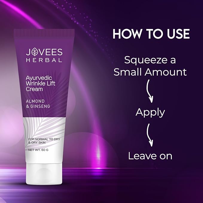 Jovees Almond & Ginseng Wrinkle Lift Face Cream (60gm) Reduce Wrinkles Anti - Wrinkle & Anti - Ageing Face Cream | Olive Oil, Sunflower Oil | All Skin Types