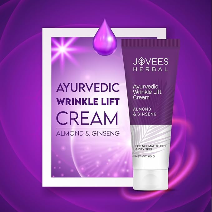 Jovees Almond & Ginseng Wrinkle Lift Face Cream (60gm) Reduce Wrinkles Anti - Wrinkle & Anti - Ageing Face Cream | Olive Oil, Sunflower Oil | All Skin Types
