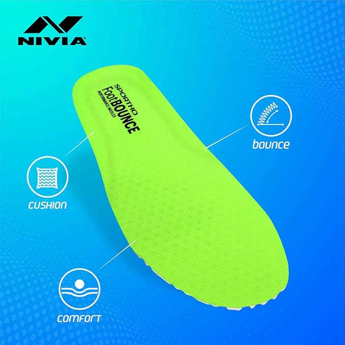 NIVIA Foot Cushion and Superior Sportho Shoes Insole | Durable Cushion Insole | Transform Your Shoes Performance | Superior Shock Absorption | Contoured Flo-lines