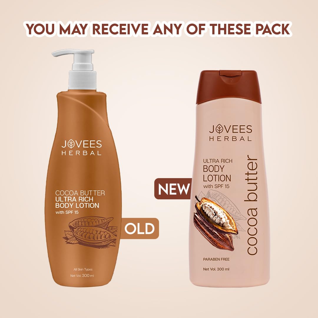 Jovees Cocoa Butter Hand & Body Lotion Ultra Rich (300ml) Hydrate | Glow skin | Anti - ageing | Paraben and Alcohol Free | Avocado | Wheat Germ Oil | Daily Use | All Skin Types