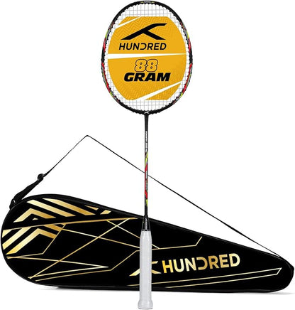 HUNDRED Powertek 2000 PRO Badminton Racquet with Full Cover | Strung | Material: Graphite | For Intermediate Players