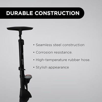 Endless EL1052 160 PSI Portable Road Bike, Bicycle Floor Hand Air Pump | Material : Alloy Steel | Tire Inflator with Gauge, Rotatable Pipe Knob for Convenience | For All Inflating Purpose