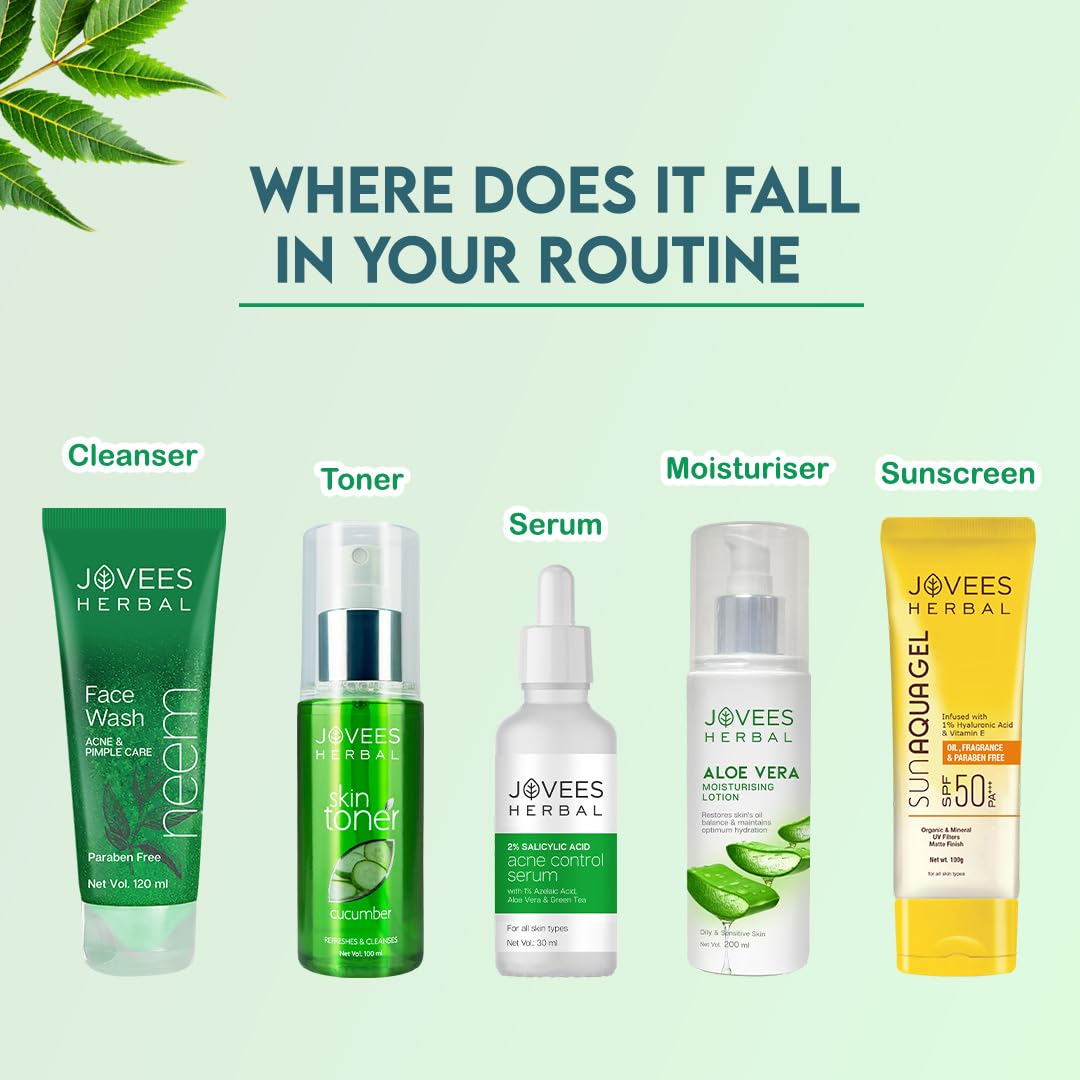 Jovees Herbal Neem Face Wash With Neem & Tea Tree Extracts (120ml) For Oily & Acne Prone Skin | Deep Cleansing | Oil Control | Remove Impurities | Prevents Pimples | All Type Skin | For Men & Women