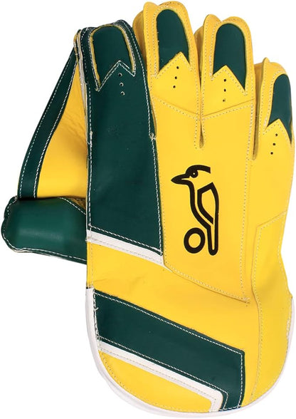 Kookaburra Kahuna Pro 1000 Men's Wicket Keeping Gloves (Yellow/Green, L) | Professional | Superior Grip and Comfort | Unique setting to enhance