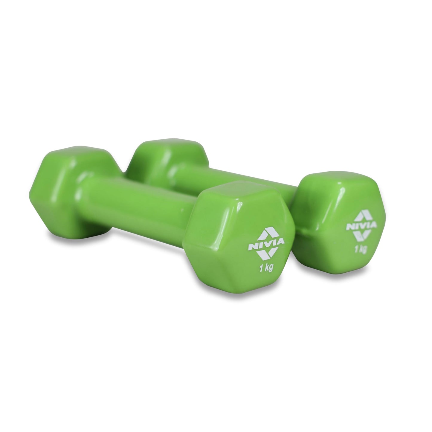 Nivia Vinyl Dumbbells of 2Kg (4.4LB) Includes 2 Dumbbells of 1Kg (2.2LB) | Green | Material : Vinyl Coat on Iron | For Men and Women to do Strength & Fitness Training