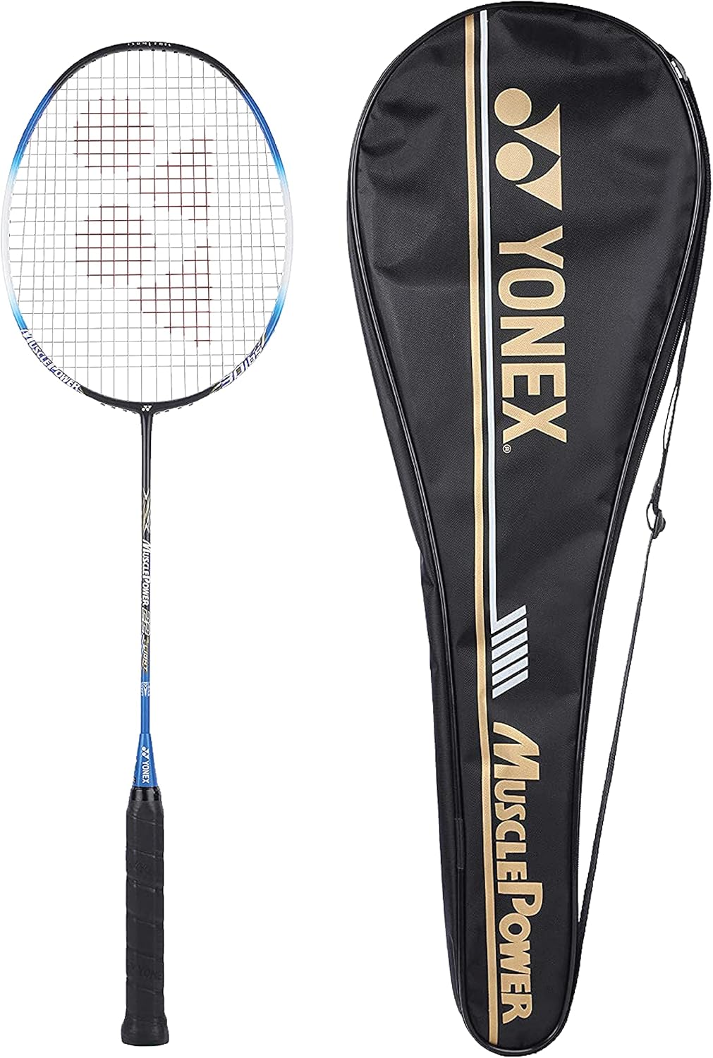 YONEX Muscle Power 22LT Carbon Graphite Strung Badminton Racket with Full Racket Cover | For Intermediate Players | 83 grams | Maximum String Tension - 30lbs