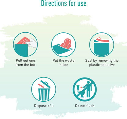 Directions for use with icons and text on a light green background