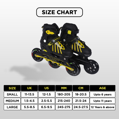 Endless EL1031 Inline Adjustable Skates for 3 to 6 Years | Aluminium Chassis and 100 mm PU Three Wheels | With ABEC 9 Bearings | Indoor and Outdoor