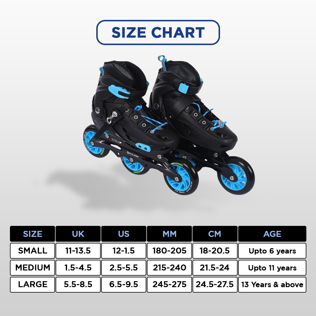 Endless EL1033 Inline Adjustable Skates for 6 to 12 Years | Aluminium Chassis and 100 mm PU Three Wheels | With ABEC 9 Bearings | Indoor and Outdoor