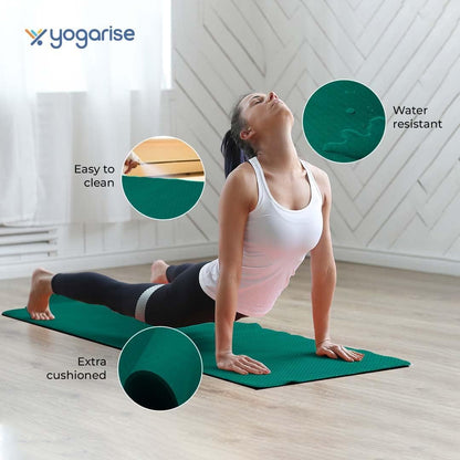 Yogarise Anti-Skid Yoga Mat with Carry Bag & Strap For Home Gym & Outdoor Workout, Water-Resistant, Soft, Easy to Fold