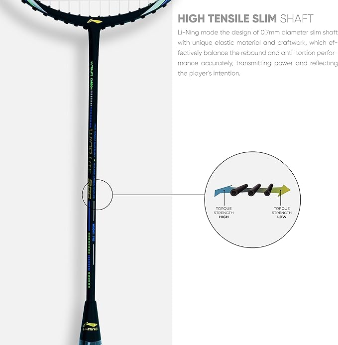 Li-Ning Wind Lite 800 Carbon Fiber Strung Badminton Racket with Free Full Cover(Set of 1)