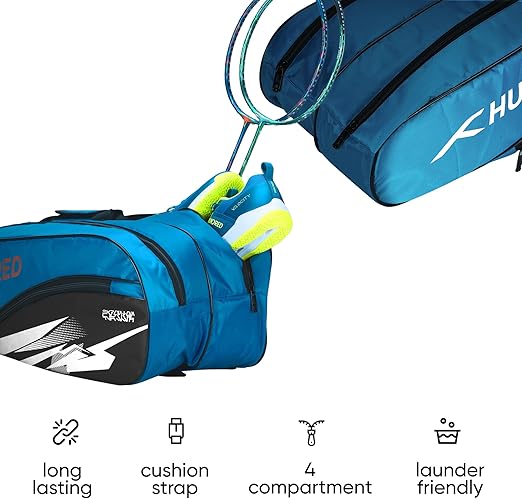 HUNDRED Cosmogear Badminton Kit-Bag | Unisex | Material: Polyester | Double Zipper Bag with Front Zipper Pocket