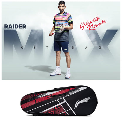 Li-Ning Raider Max Double Zipper Polyester Badminton Kit Bag | Unbreakable Zippers | Easy Mobility | Unisex - Men, Boys, Girls, Women