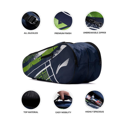 Li-Ning Raider Max Double Zipper Polyester Badminton Kit Bag | Unbreakable Zippers | Easy Mobility | Unisex - Men, Boys, Girls, Women