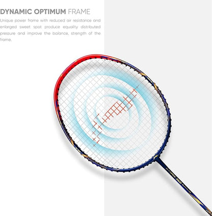 Li-Ning G - Force 3500 Superlite Carbon Fibre Strung Badminton Racket with Full Racket Cover (Navy/Red) | For Intermediate Players | 78 grams | Maximum String Tension - 32lbs