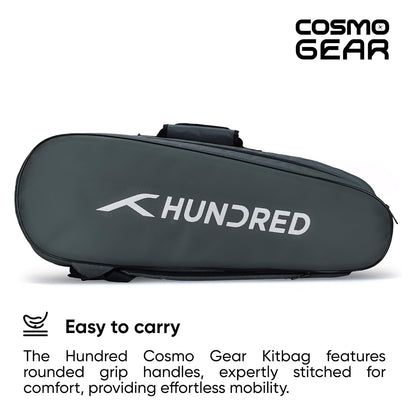 HUNDRED Cosmogear Badminton Kit-Bag | Unisex | Material: Polyester | Double Zipper Bag with Front Zipper Pocket