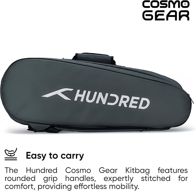 HUNDRED Cosmogear Badminton Kit-Bag | Unisex | Material: Polyester | Double Zipper Bag with Front Zipper Pocket