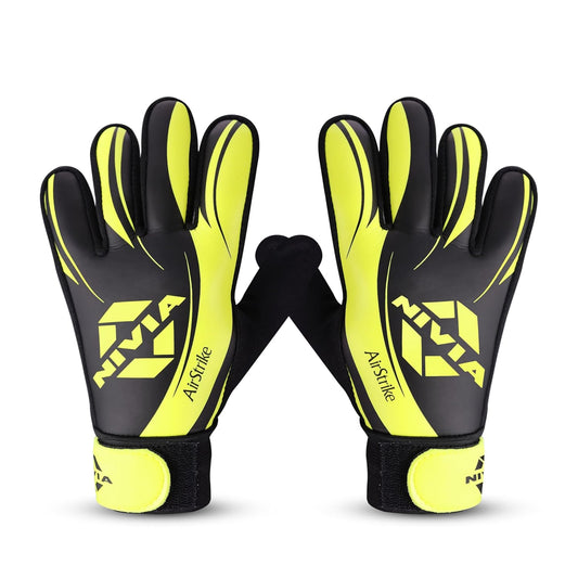 Nivia Air Strike Football Goal Keeper Gloves for Men, Small, Black/Green