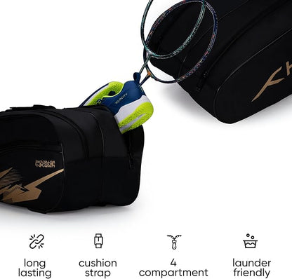 HUNDRED Cosmogear Badminton Kit-Bag | Unisex | Material: Polyester | Double Zipper Bag with Front Zipper Pocket