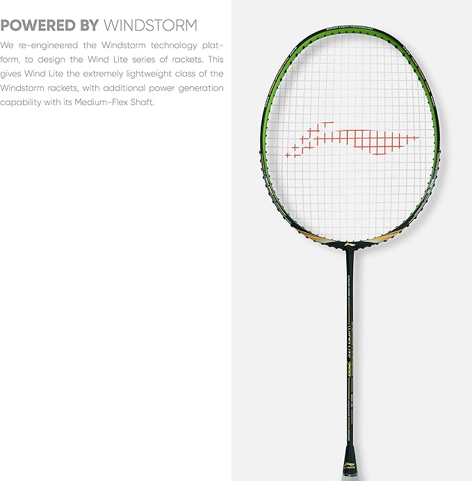 Li-Ning Wind Lite 700 Carbon Fibre Strung Badminton Racket with Free Full Cover