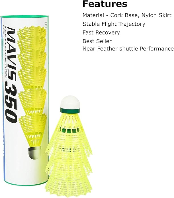 Yonex Mavis 350 Nylon Badminton Shuttlecocks (Yellow, Slow Speed)  | Durable Performance | Best Seller