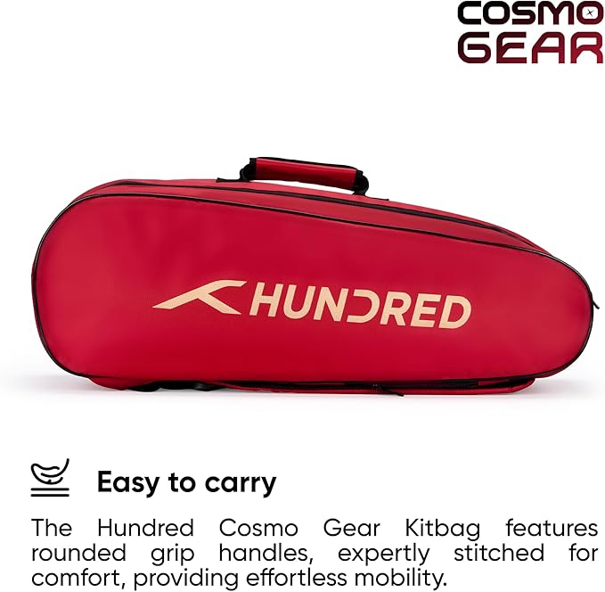 HUNDRED Cosmogear Badminton Kit-Bag | Unisex | Material: Polyester | Double Zipper Bag with Front Zipper Pocket