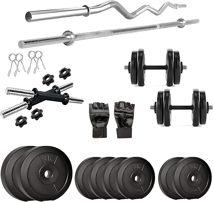 anythingbasic. PVC 50 Kg Home Gym Set with One 3 Ft Curl and One 5 Ft Plain and One Pair Dumbbell Rods Without Accessories