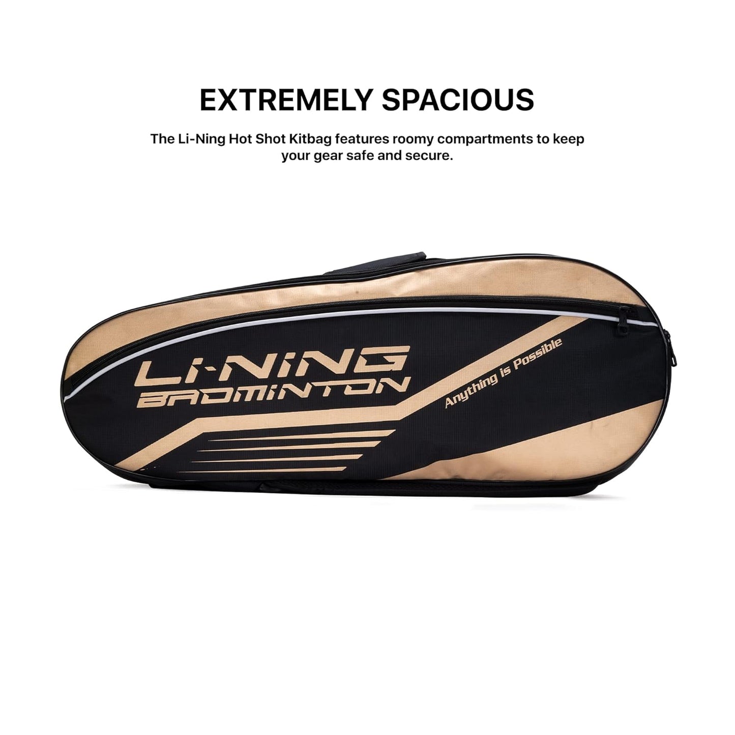 Li-Ning Hot Shot Triple Zipper Polyester Badminton Kit Bag | Easy - Access Compartments | Spacious | Unisex - Men, Boys, Girls, Women